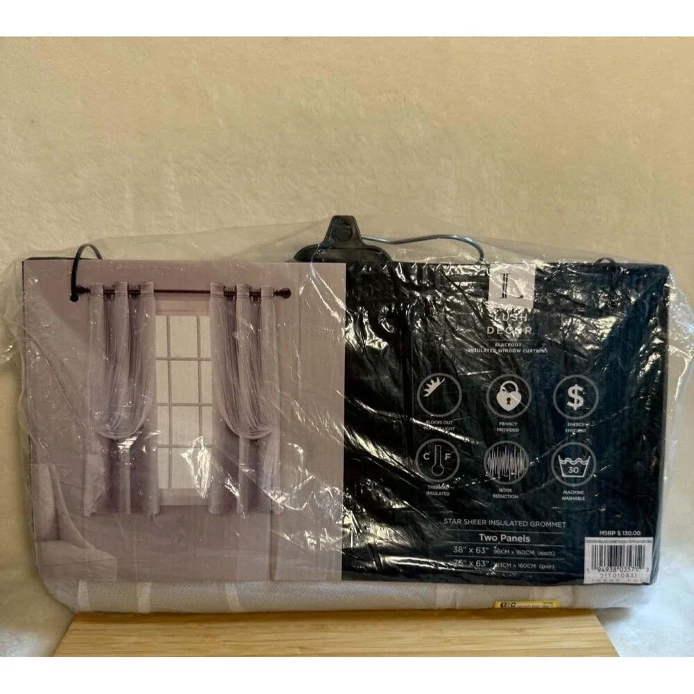 Lush Décor Kids Star Sheer Insulated Blackout Curtain Panel Set 38x63 Light Gray